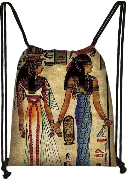SKDAIJIC03CW Tarzı Mısır Sanat Baskı Sırt Çantası Mısır Firavunu Anubis Ipli Çanta Seyahat Kadınlar Için Rahat Omuz Çantaları Gizli Sakli Konusmalar Ayakkabı Tutucu (Yurt Dışından)