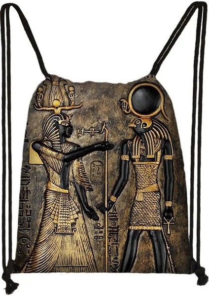SKDAIJIC03CW Tarzı Mısır Sanat Baskı Sırt Çantası Mısır Firavunu Anubis Ipli Çanta Seyahat Kadınlar Için Rahat Omuz Çantaları Gizli Sakli Konusmalar Ayakkabı Tutucu (Yurt Dışından)