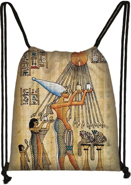 SKDAIJIC03CW Tarzı Mısır Sanat Baskı Sırt Çantası Mısır Firavunu Anubis Ipli Çanta Seyahat Kadınlar Için Rahat Omuz Çantaları Gizli Sakli Konusmalar Ayakkabı Tutucu (Yurt Dışından)