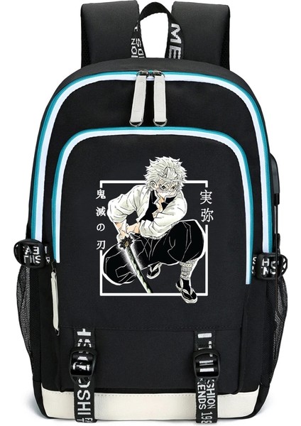 Siyah2 Tarzı Iblis Avcısı Shinazugawa Sanemi Anime Kimetsu No Yaiba Seyahat Sırt Çantaları Açık Spor Okul Çantası USB Şarj (Yurt Dışından) fiyatları