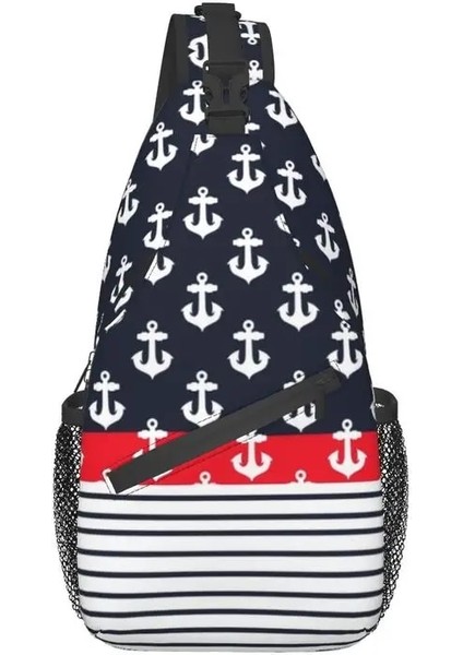 No.2 Tarzı 39X19X9CM Vintage Çapa Çizgili Sling Göğüs Crossbody Çanta Erkekler Rahat Denizcilik Deniz Omuz Sırt Çantası Yürüyüş Için (Yurt Dışından)