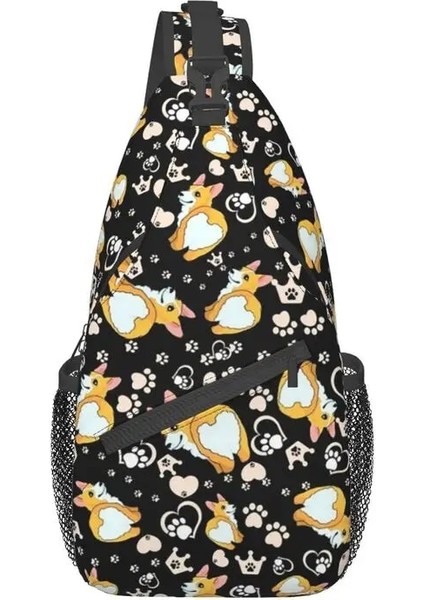 No.5 Tarzı 39X19X9CM Corgi Desen Sling Çanta Erkekler Için Serin Sevimli Köpek Omuz Crossbody Göğüs Sırt Çantası Seyahat Yürüyüş Sırt Çantası (Yurt Dışından) fiyatları