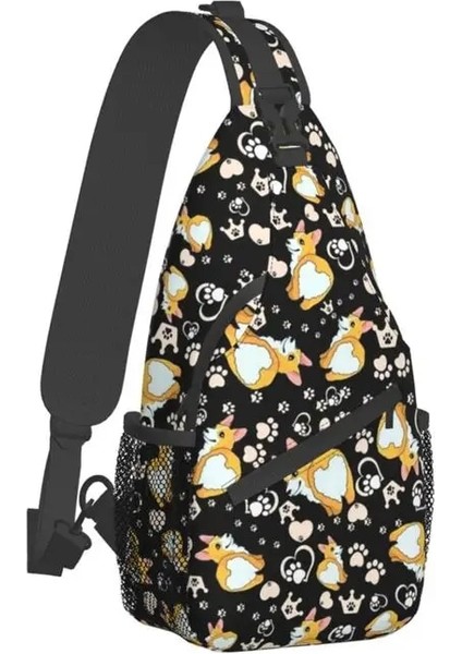 No.5 Tarzı 39X19X9CM Corgi Desen Sling Çanta Erkekler Için Serin Sevimli Köpek Omuz Crossbody Göğüs Sırt Çantası Seyahat Yürüyüş Sırt Çantası (Yurt Dışından) modelleri