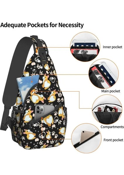 No.5 Tarzı 39X19X9CM Corgi Desen Sling Çanta Erkekler Için Serin Sevimli Köpek Omuz Crossbody Göğüs Sırt Çantası Seyahat Yürüyüş Sırt Çantası (Yurt Dışından) indirimleri