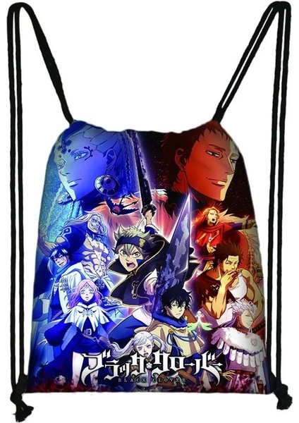 No.9 Stili Anime Siyah Yonca Ipli Çanta Sırt Çantası Günlük Rahat Erkek Kız Sırt Çantası Ipli Çanta Saklama Çantası Alışveriş Plaj Çantaları (Yurt Dışından) fırsatları