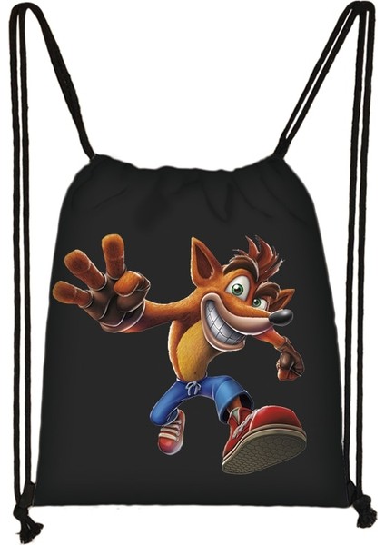 No.20 Tarzı Game Crash Bandicoot Ipli Çanta Günlük Rahat Çanta Erkek Kız Sırt Çantası Ipli Çanta Saklama Çantası Alışveriş Plaj Çantaları (Yurt Dışından)