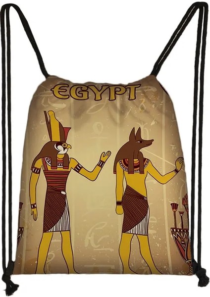 SKDAIJIC10CW Tarzı Mısır Sanat Baskı Sırt Çantası Mısır Firavunu Anubis Ipli Çanta Seyahat Kadınlar Için Rahat Omuz Çantaları Gizli Sakli Konusmalar Ayakkabı Tutucu (Yurt Dışından)