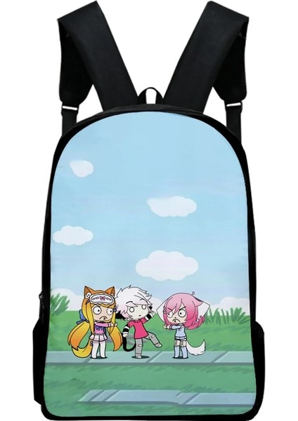 Mavi Stil Anime Gacha Life Çocuk Çocuk Sırt Çantası Erkek Kız Karikatür Kawaoolbag Genç Büyük Kapasiteli Su Geçirmez Seyahat Sırt Çantası (Yurt Dışından)