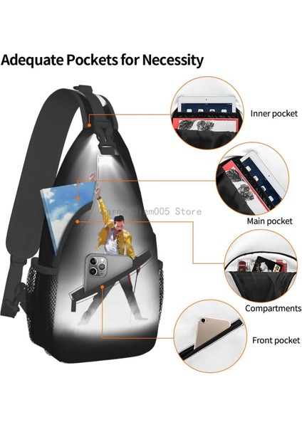 No.2 Tarzı 39X19X9CM Band Queen Freddie Mercury Sling Crossbody Göğüs Çantası Erkekler Omuz Sırt Çantası Yürüyüş Için (Yurt Dışından)