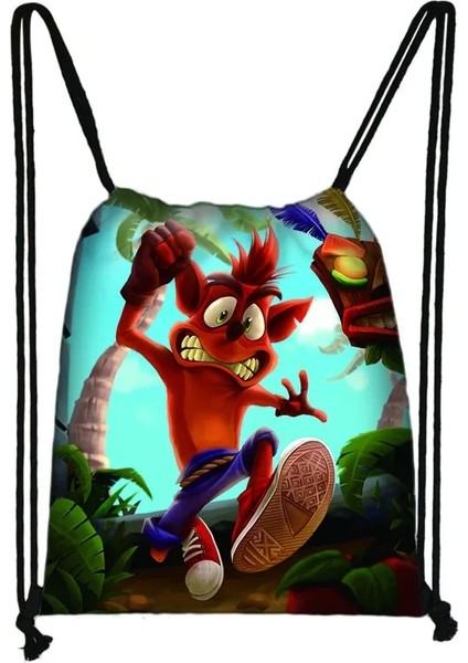 No.8 Tarzı Game Crash Bandicoot Ipli Çanta Günlük Rahat Çanta Erkek Kız Sırt Çantası Ipli Çanta Saklama Çantası Alışveriş Plaj Çantaları (Yurt Dışından)