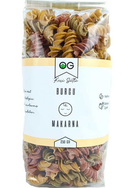 OG natural Keçi Sütlü Sebzeli Burgu Makarna 250 Gr +8 Ay