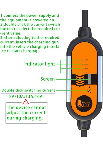 Type2 IEC62196-2 8A-16A Taşınabilir Elektrikli Araba Ev Şarj Cihazı Istasyonu Altın
