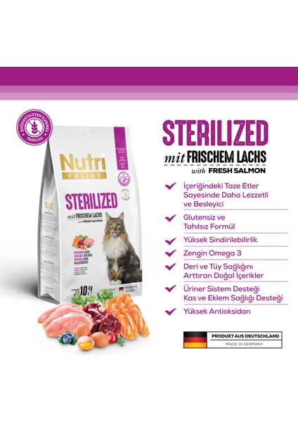 Nutri Feline Sterilized Somon Etli 10KG Nutri Feline Kedi Maması