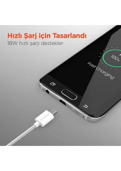 Micro USB 18W Hızlı Şarj Destekli 480 Mbps Data/Şarj Kablosu