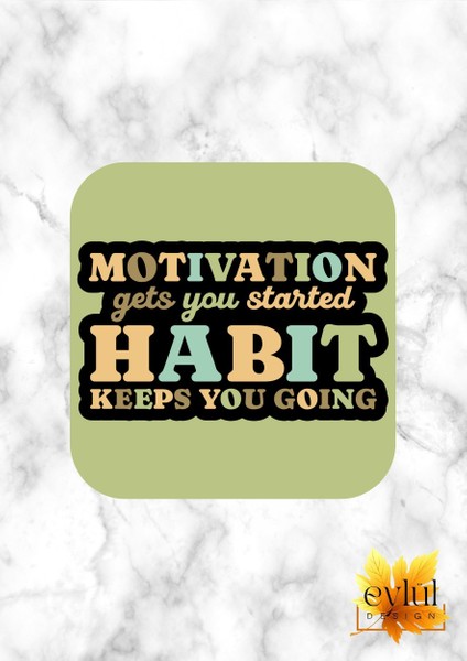 Motivasyon Temalı Ingilizce Özel Tasarım Renkli Baskılı Mdf Kare Bardak Altlığı