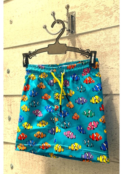 Yeni Sezon Palyaço Balığı Desenli Hızlı Kuruma Özellikli Anti Alerjik Erkek Çocuk Şort Mayo