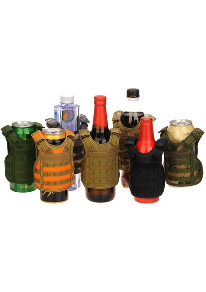 F Stili Taktik Bira Şişesi Bira Yelek Kapak Askeri Mini Minyatür Molle Yelek Kişisel Şişe Içecek Seti Ayarlanabilir Omuz Askıları (Yurt Dışından)