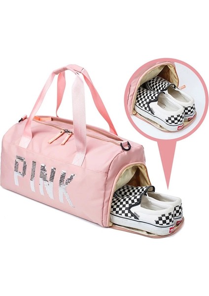 Koyu Pembe Tarzı Pembe Seyahat Çantası Kadın Spor Eğitim Çantası Spor Salonu Kadın Yoga Için Kuru Islak Ayırma Ayakkabı Çanta Spor Çantası Kadın Sırt Çantası (Yurt Dışından) modelleri