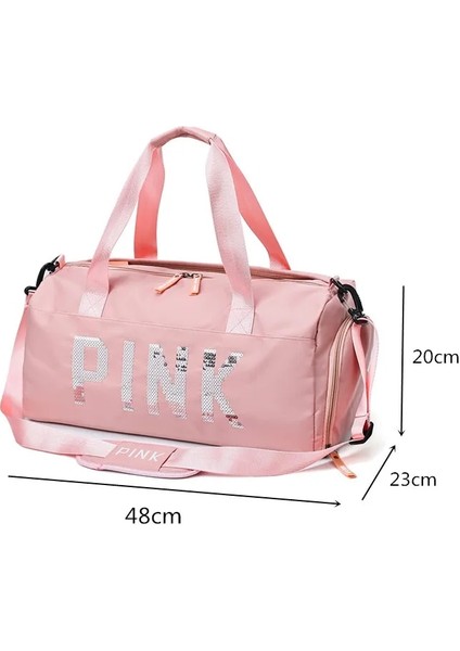Koyu Pembe Tarzı Pembe Seyahat Çantası Kadın Spor Eğitim Çantası Spor Salonu Kadın Yoga Için Kuru Islak Ayırma Ayakkabı Çanta Spor Çantası Kadın Sırt Çantası (Yurt Dışından) fırsatları