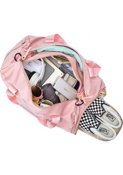 Koyu Pembe Tarzı Pembe Seyahat Çantası Kadın Spor Eğitim Çantası Spor Salonu Kadın Yoga Için Kuru Islak Ayırma Ayakkabı Çanta Spor Çantası Kadın Sırt Çantası (Yurt Dışından) indirimleri