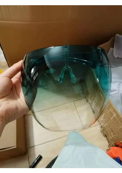 Gradyan Yeşil Tarzı Yeni Koruyucu Sürme Güneş Gözlüğü Faceshield Bisiklet Gözlükleri Kadın Erkek Güneş Gözlüğü Büyük Boy Güvenlik Su Geçirmez Gözlük Maskesi (Yurt Dışından)
