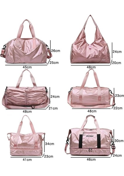 E Stili Gümüş Stili Parlak Pembe Bayan Spor Çantaları Spor Ayakkabı Bölmesi ile Islak Kuru Spor Çantası Yoga Mat Çanta Eğitim Yoga Bolsa Sac De Sport (Yurt Dışından) fiyatları