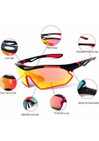Siyah Kırmızı-Kırmızı Lens Stili Diğer Olarize Bisiklet Gözlükleri Unisex UV400 Açık Spor Güneş Gözlüğü Motosiklet Bisiklet Sürme Fietsbr Rüzgar Geçirmez Balıkçılık Gözlüğü (Yurt Dışından) fırsatları