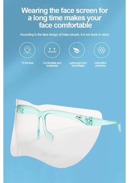 Yeşil Stil Tek Boyut Ultra Hd Göz Kalkanı Siperliği Büyük Ayna Bisiklet Güneş Gözlükleri Yarım Yüz Kalkanı Koruyucu Koruyucu Yüz Maskesi Anti-Sprey Maskesi (Yurt Dışından) indirimleri