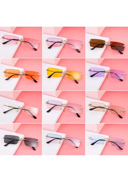 No.5 Tarzı Seyahat Tarzı Dağcılık Güneş Gözlüğü Erkekler Kadınlar Için Uvades Dikdörtgen Çerçevesiz Gözlükler Degrade Renkler Gözlük (Yurt Dışından) indirimleri