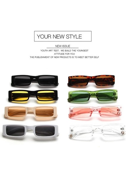 Yeşil Stil 2021 Yeni Dikdörtgen Güneş Gözlüğü Kadın Moda Küçük Kare Çerçeve Vintage Güneş Gözlükleri Erkekler Shades Retro Temizle Yeşil UV400 (Yurt Dışından)