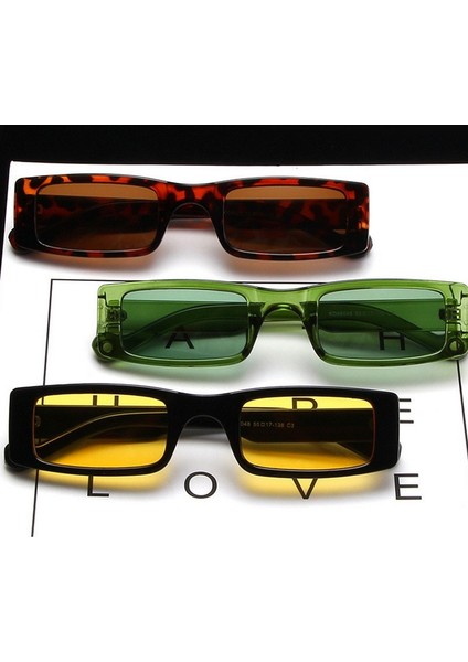 Yeşil Stil 2021 Yeni Dikdörtgen Güneş Gözlüğü Kadın Moda Küçük Kare Çerçeve Vintage Güneş Gözlükleri Erkekler Shades Retro Temizle Yeşil UV400 (Yurt Dışından)