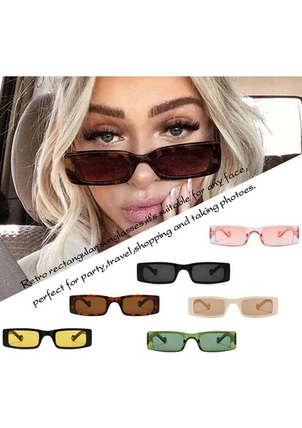 Yeşil Stil 2021 Yeni Dikdörtgen Güneş Gözlüğü Kadın Moda Küçük Kare Çerçeve Vintage Güneş Gözlükleri Erkekler Shades Retro Temizle Yeşil UV400 (Yurt Dışından)