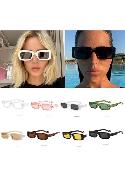 Yeşil Stil 2021 Yeni Dikdörtgen Güneş Gözlüğü Kadın Moda Küçük Kare Çerçeve Vintage Güneş Gözlükleri Erkekler Shades Retro Temizle Yeşil UV400 (Yurt Dışından)