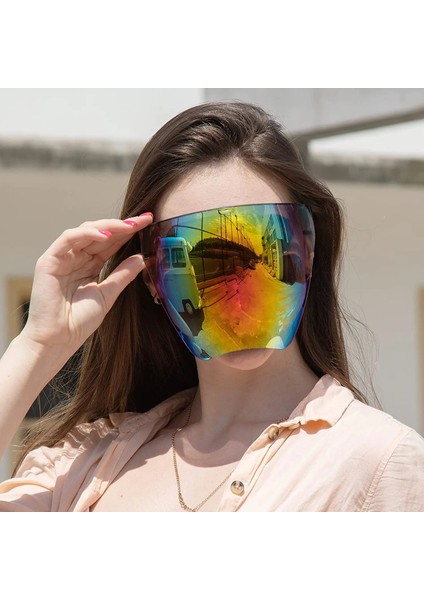F Stili Unisex Renkli Göz Kalkanı Visor Wrap Kalkanı Büyük Ayna Güneş Gözlükleri Yarım Yüz Kalkanı Guard Koruyucu Yüz Maskesi Kadın Erkek Için (Yurt Dışından) fiyatları