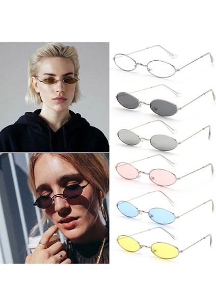 PLASTIK-C07 Tarzı Tek Boyut 1 Adet Moda Oval Vintage Güneş Gözlüğü Erkekler Kadınlar Için Küçük Çerçeve Yaz Renk Retro Tasarım Gözlük Bisiklet Tonları Güneş Gözlüğü (Yurt Dışından)