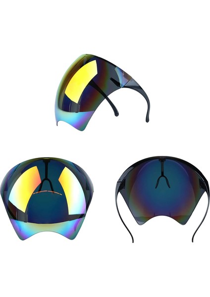 H Tarzı Unisex Renkli Göz Kalkanı Visor Wrap Kalkanı Büyük Ayna Güneş Gözlükleri Yarım Yüz Kalkanı Guard Koruyucu Yüz Maskesi Kadın Erkek Için (Yurt Dışından) fırsatları