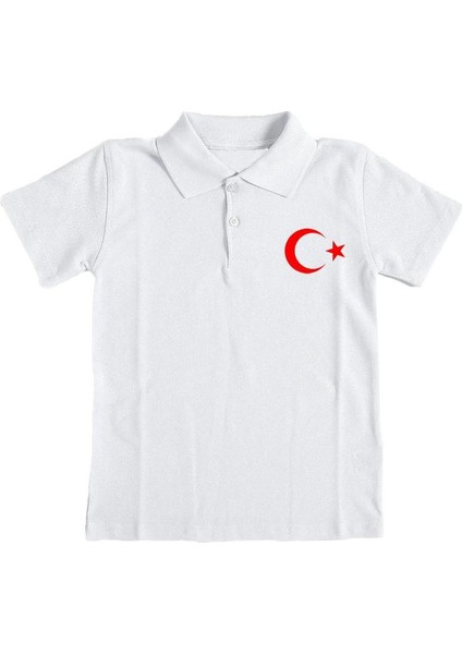 Polo Yaka Ay Yıldızlı Kısa Kollu 23 Nisan T-Shirt