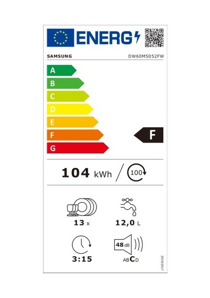 DW60M5052FW 5 Programlı Solo Bulaşık Makinesi