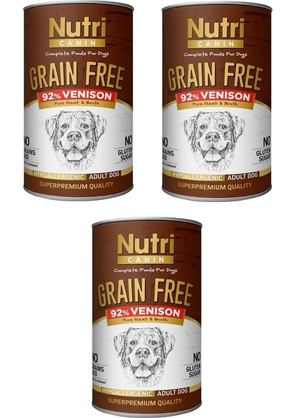 Tahılsız Geyik Etli Köpek Konserve 400 Gr. x 3 Adet