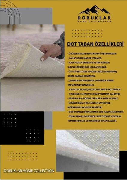 Doruklar Home Collection Kaymaz Tabanlı Yıkanabilir My Kitchen Desenli Dot Taban Halı