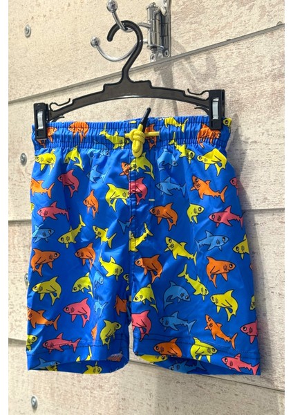 Yeni Sezon Köpek Balığı Desenli Hızlı Kuruma Özellikli Erkek Çocuk Şort Mayo