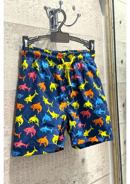 Yeni Sezon Köpek Balığı Desenli Hızlı Kuruma Özellikli Erkek Çocuk Şort Mayo