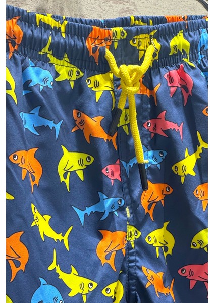 Yeni Sezon Köpek Balığı Desenli Hızlı Kuruma Özellikli Erkek Çocuk Şort Mayo modelleri
