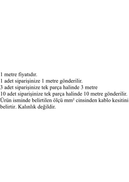 1 Metre 1 Mm² Siyah Kalaylı Bakır Kablo Oto Taşıt Tesisat Kablosu 1. kalite