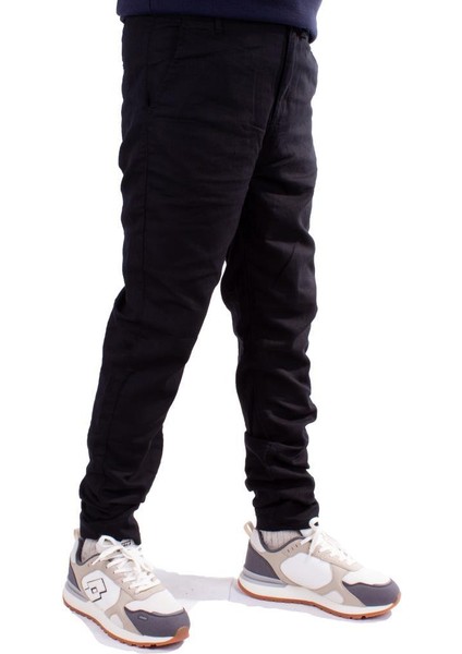 Twister Jeans Twister Slim JOGGER-011C Siyah Yüksek Bel Dar Paça Erkek Keten Pantolon