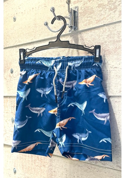 Yeni Sezon Sevimli Balina Desenli Hızlı Kuruma Özellikli Erkek Çocuk Şort Mayo