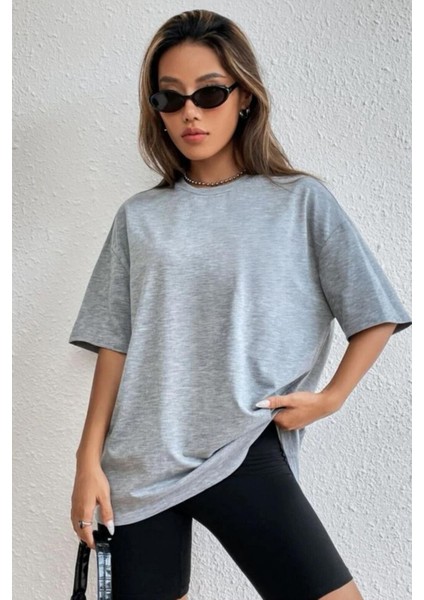 Kadın Oversize Penye Kısa Kollu Nefes Alan T-Shirt