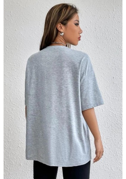 Kadın Oversize Penye Kısa Kollu Nefes Alan T-Shirt