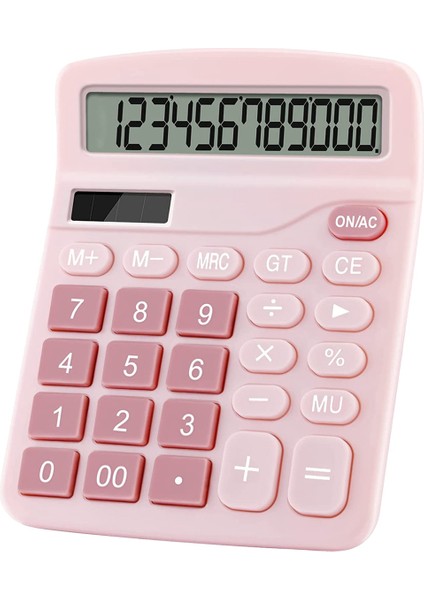 12 Haneli Elektronik Hesap Makinesi Solar Hesap Makinesi Hesap Makinesi Ofis Finansal Temel Masa Hesap Makinesi-Pembe (Yurt Dışından)