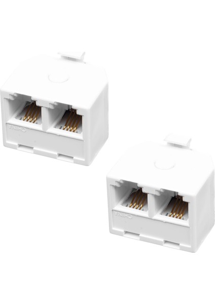 2x 2 Yollu 6P4C RJ11 Modüler Telefon Telefon Duvar Adaptörü ve Sabit Telefon Için Ayırıcı (Yurt Dışından)